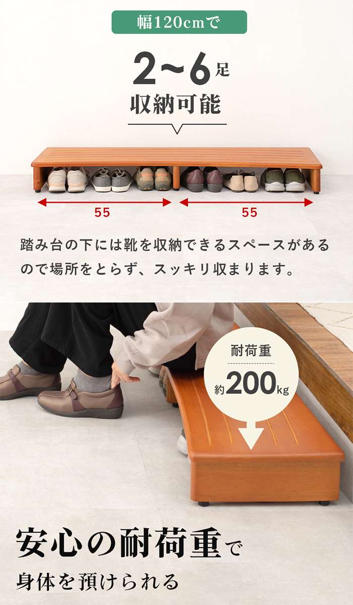 【北海道・沖縄・離島配送不可】【代引不可】玄関踏み台 幅120cm 玄関 台 天然木 ...