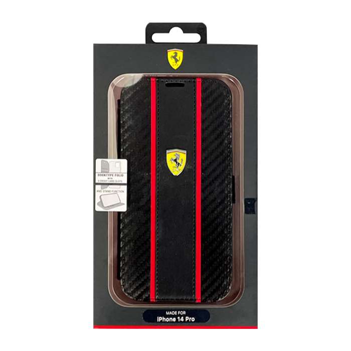 Rakuten - iPhone14 Pro ケース カバー FERRARI フェラーリ PUカーボン 手帳型ケース ブラック ブックタイプ iPhoneケース エアージェイ FEBKP14LNMBK