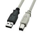 USB2.0ケーブル ライトグレー 2m USBケーブル A-Bコネクタ 標準ケーブル サンワサプライ KU20-2K2