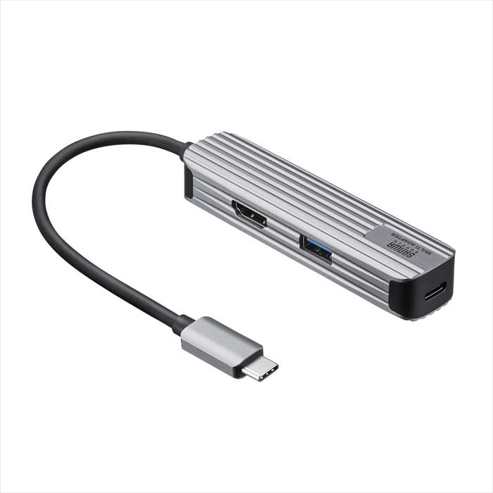 【代引不可】USB Type-Cマルチ変換アダプタ（HDMI付）ケーブル15cm アルミ素材 変換ア ...