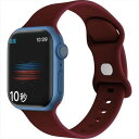 Apple Watch 49/45/44/42mm対応 シリコンバンド ワインレッド アップルウォッチ ベルト バンド シリコン カラー シンプル うぃすたりあ GRK-WM10WRD(2)