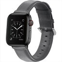 Apple Watch 49/45/44/42mm対応 レザーバンド グレー アップルウォッチ ベルト バンド PUレザー おしゃれ シンプル うぃすたりあ GRK-WM11GR(2)