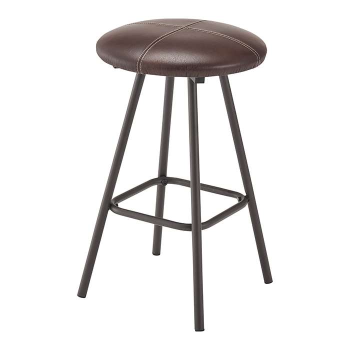 【北海道・沖縄・離島配送不可】【代引不可】スツール ブラウン 丸型 ボンデッドレザー スチール脚 高さ45cm コンパクト おしゃれ 東谷 PC-16BR