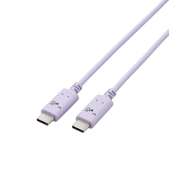 【代引不可】タイプC ケーブル Type C to C 2m スリーピー パープル×ブラック 60W RoHS指令準拠 Power Delivery対応 エレコム MPA-CCF20PUF