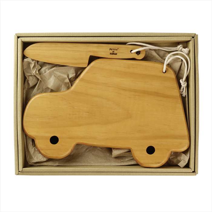 プチママン キッズウッドナイフ＆カッティングボードセット カー 木製 木のナイフ まな板 キッズ 子供用 ギフト 贈り物 プレゼント Petit maman AVLF2079