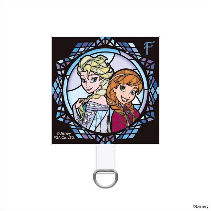 ディズニープリンセス ステンドグラス調 ストラップホルダー アナと雪の女王 Disney Elsa Anna 挟むだ..