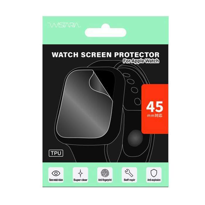 Apple Watch 45mm 液晶保護フィルム アップルウォッチ 45ミリ用 ガイドフレーム付き 保護フィルム うぃすたりあ GRK-WM51CL