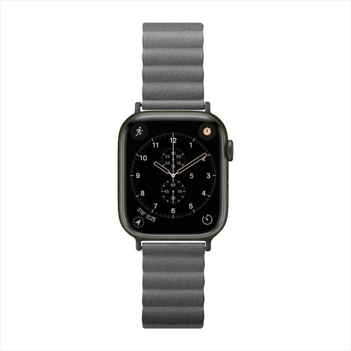 やるCANのApple Watch 用 アップルウォッチ PUレザーマグネットバンド(49mm/45mm/44mm/42mm) グレー PGA PG-AW49MG04GY｜アングル3
