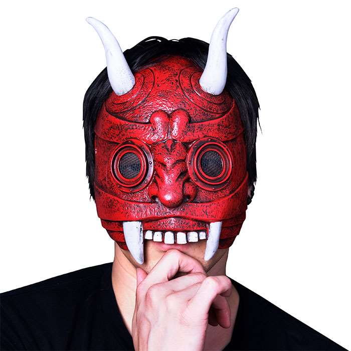 【即日出荷】ハーフ鬼マスク 赤 ハーフマスク 赤鬼 節分 豆まき 仮面 お面 イベント おに オニ  ...