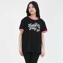 ストーンプリント ハローキティ リンガーTシャツ (BK) M〜Lサイズ レディースサイズ サザック SAN-1940ML_BK
