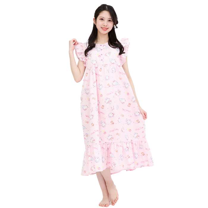 ねむねむハローキティ ブロードワンピース (PK) M〜Lサイズ レディースサイズ サザック SAN-1946ML_PK