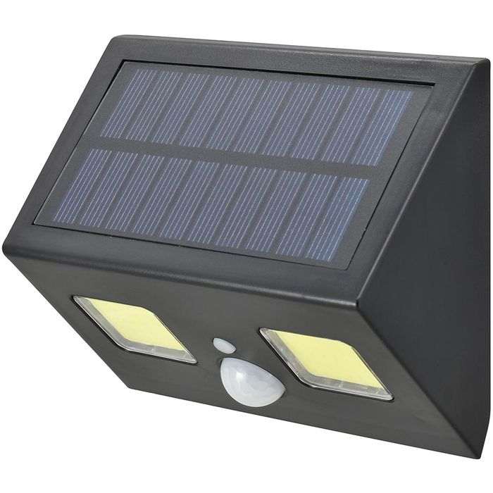 センサーウォールライト（人感/400lm/ソーラー発電式/昼光色/保護等級IP65/ブラック） OHM LT-SOW40DW