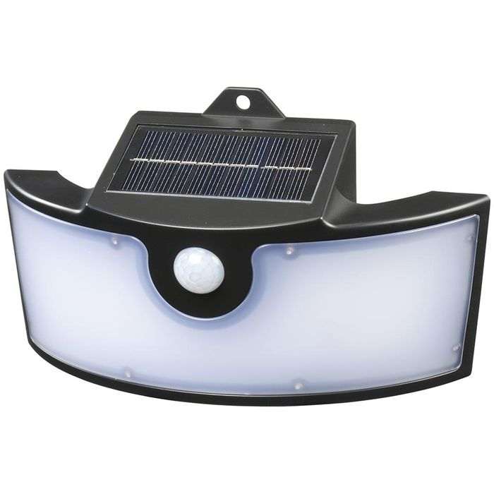 センサーウォールライト（明暗+人感/400lm/ソーラーパネルで充電/広配光/昼光色/保護等級IP65/ブラック） OHM LT-SSL40DWH2