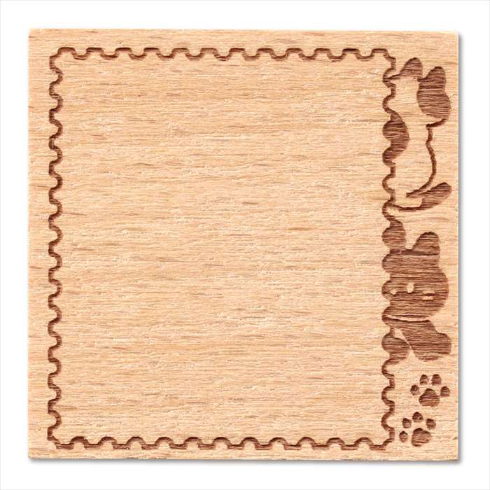 木柄スタンプ30 ゆるいどうぶつ ネコ 切手フレーム アーテック 74762