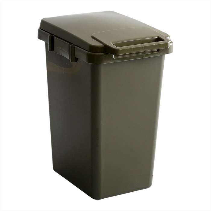 【北海道・沖縄・離島配送不可】【代引不可】ダストボックス 大容量 45L econtainer ゴミ箱 らくらくワンハンド開閉 大口タイプ ジョイント連結対応 丸洗いOK 日本製 カーキ ホームテイスト SH-01-ECN45--KH