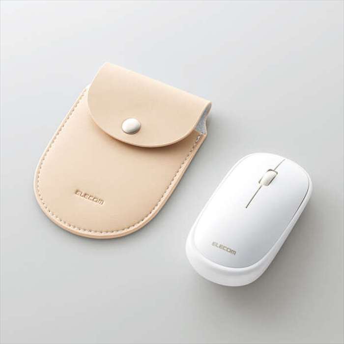 【代引不可】マウス 有線 静音 3ボタン ケーブル巻取 モバイルマウス 薄型28mm 収納ポーチ付 左右対称 重さ53g デスクワーク テレワーク ホワイト エレコム M-TM10UBWH