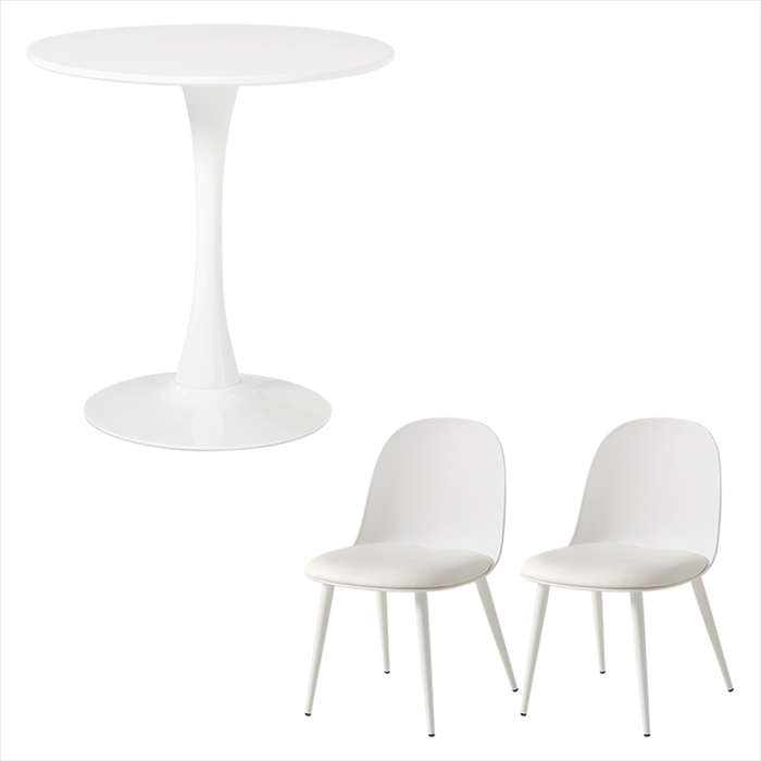 【北海道・沖縄・離島配送不可】【代引不可】テーブル＆チェア 3点セット ホワイト/ホワイト HAGIHARA BT-8658WH-55WH-3S