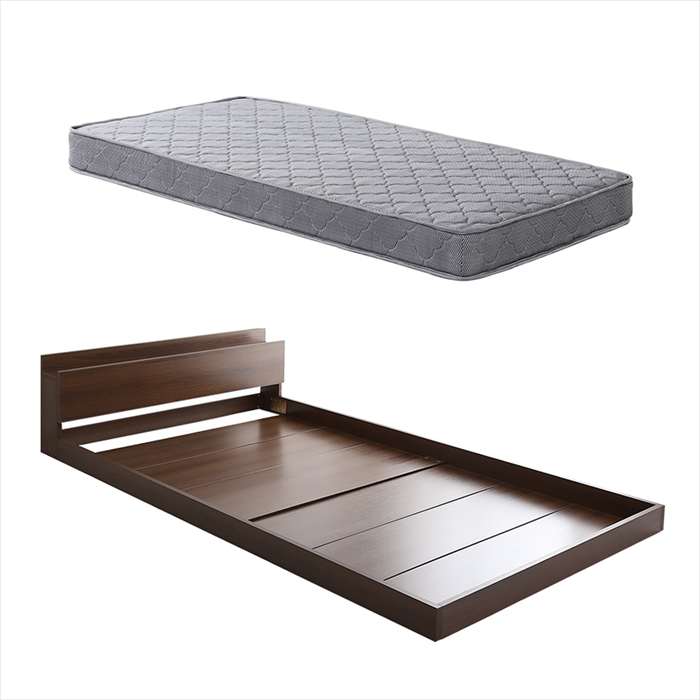 【北海道・沖縄・離島配送不可】【代引不可】デザインフロアベッド ボンネルコイルマットレスセット(セミダブル) ウォールナット/シルバー ホームテイスト MOD-BRM-SD--WALSL