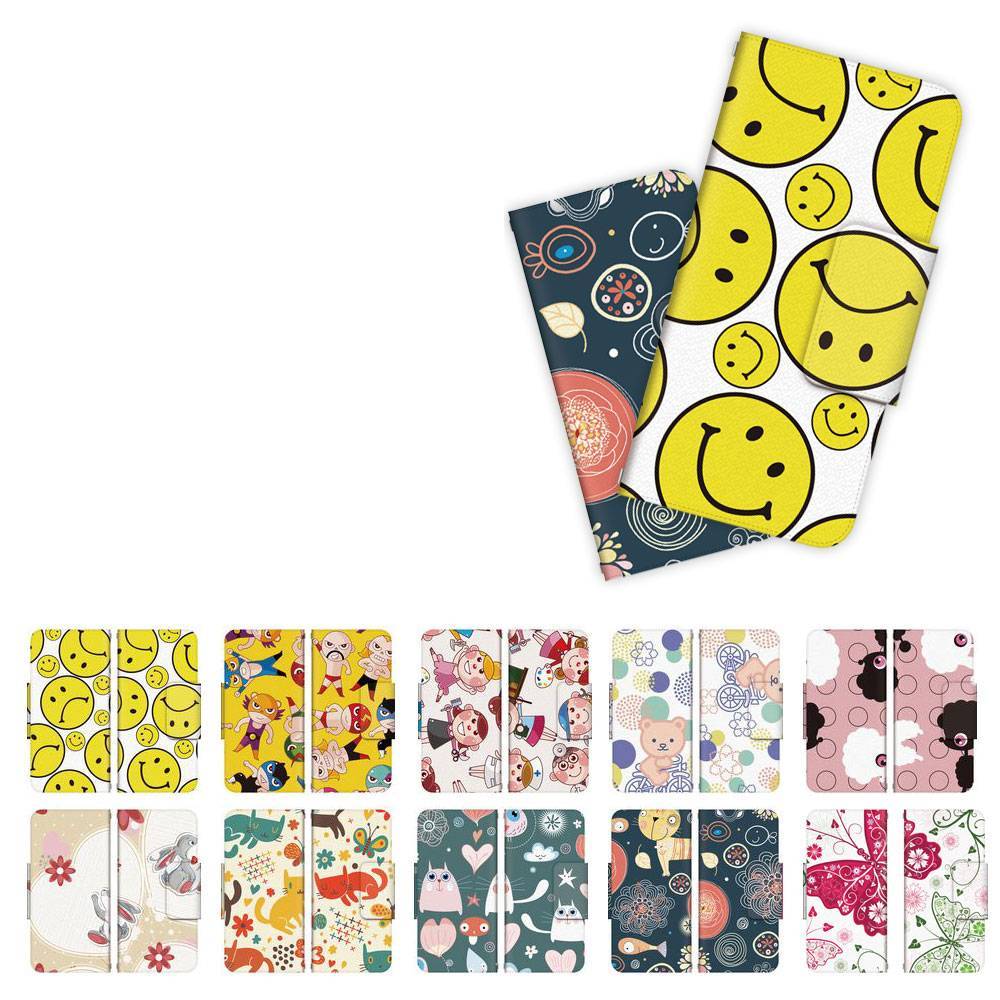 Rakuten - iPhone/らくらくスマートフォン/AQUOS 手帳型 ケース カバー キャラクター B2M TH-SMALL-CAT-WH