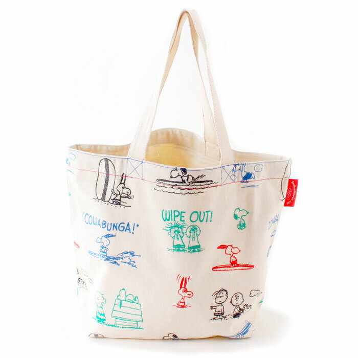 スヌーピー 総柄刺繍トートBAG SURFS UP柄(NA) ピーナッツ PEANUTS SNOOPY トートバッグ ショルダーバッグ BOO HOMES 6098900