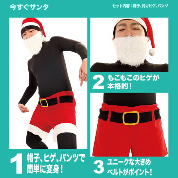 今すぐサンタ サンタクロース クリスマス 男女兼用 コスチューム コスプレ 衣装 仮装 変装 クリアストーン 4560320854760