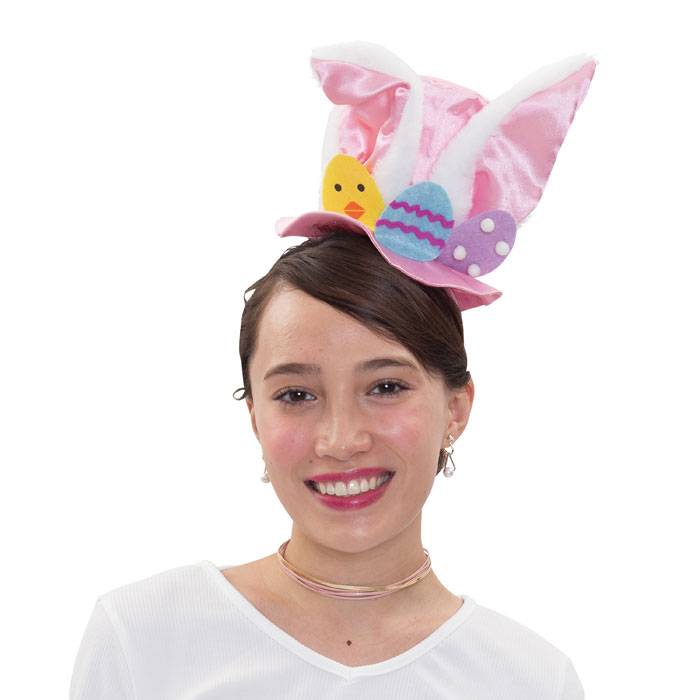 メルヘンうさぎハットカチューシャ うさみみ ふわもこ ヘアアクセ コスプレ 小道具 グッズ 仮装 変装 クリアストーン 4560320871088