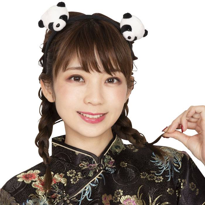 パンダフェイスカチューシャ 2匹 ぱんだ 動物 アニマル カチューシャ アクセ コスプレ グッズ 小 ...