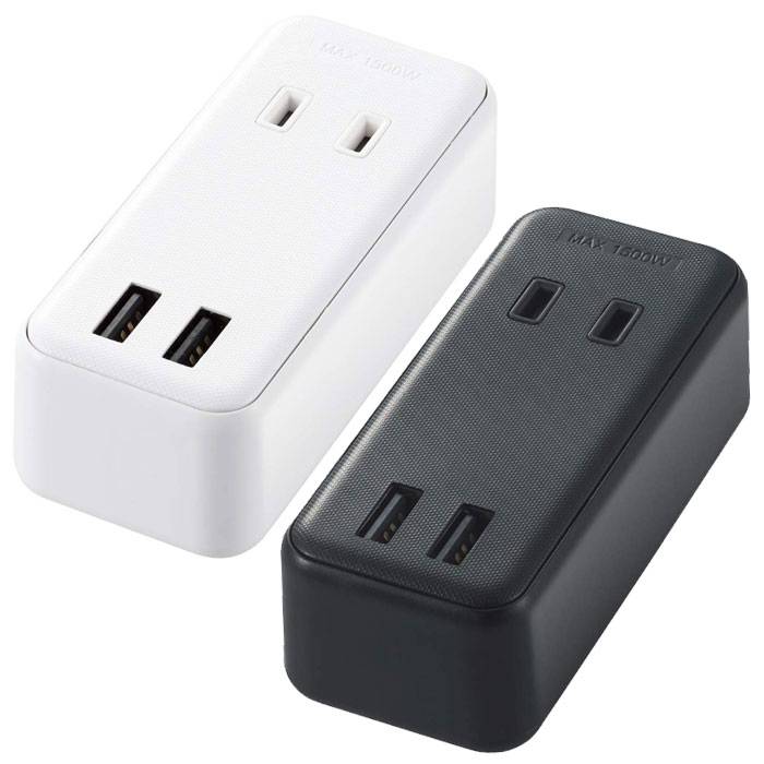 楽天やるCAN【あす楽】【代引不可】モバイルUSBタップ 電源タップ USB コンセント 直挿し USB×2個 AC差し込み口×2個 2.4A PC スマホ タブレット エレコム MOT-U07-22