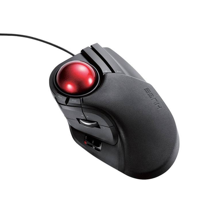 【代引不可】トラックボール HUGE 人差し指・中指操作タイプ 8ボタン 大玉トラックボール マウス エレコム M-HT1URBK