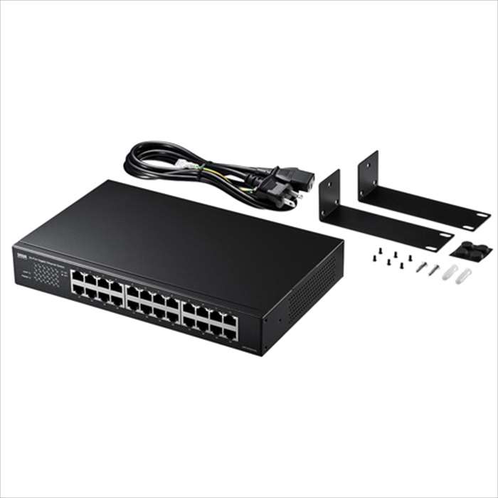 【沖縄・離島配送不可】【代引不可】ギガビットスイッチングハブ 24ポート ループ検知機能搭載 メタル筐体 電源内臓タイプ ファンレス設計 サンワサプライ LAN-GIGAH24L