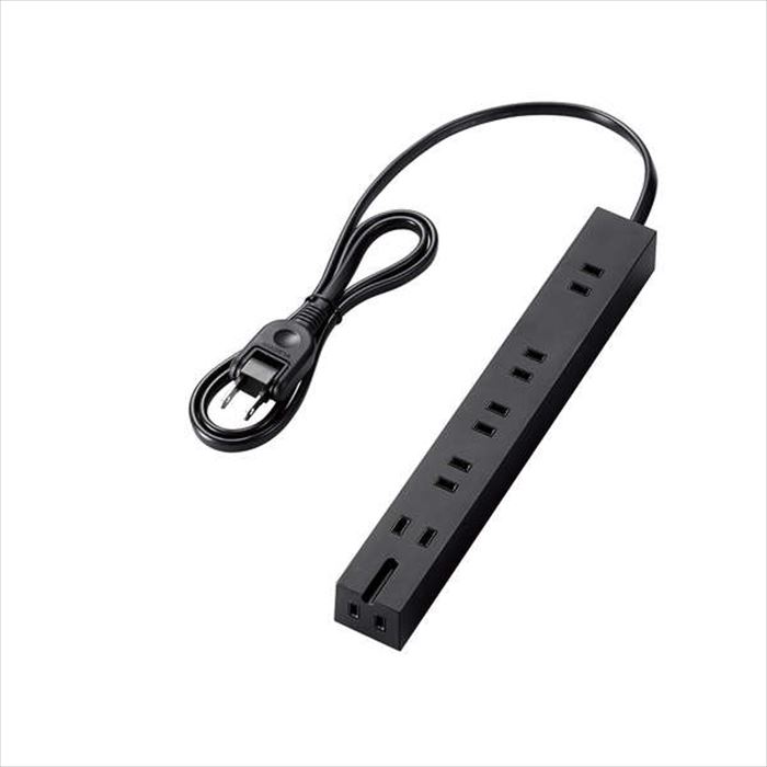 【代引不可】電源タップ 雷ガード 強力磁石付 6個口 1.0m ほこり防止シャッター 3Pプラグ対応 PSE適合 ブラック エレコム T-KM01-2610BK