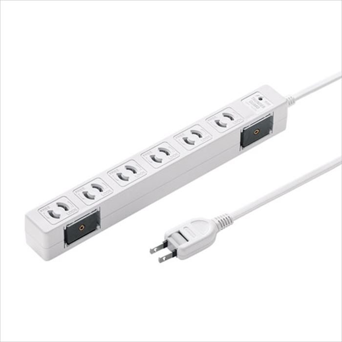 【代引不可】電源タップ 雷ガードタップ 2P 6個口 5m コンセント ほこり防止シャッター PSE適合 ホワイト サンワサプライ TAP-SPWMG26-5