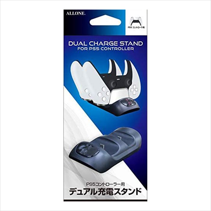 ALLONE PS5 コントローラー用 デュアル充電スタンド 充電器 2台同時 ケーブル属 USB 80cm コンパクト 省スペース 日本メーカー ブラック おもちゃ