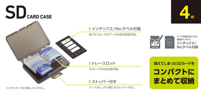 【代引不可】SDカードケース SDカード メモリカード 4枚 収納 整理 ラベル付属 メ...