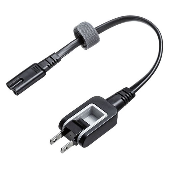 Rakuten - 【代引不可】電源コード メガネ型コネクタ対応 0.2m プラグ収納式スイングプラグ付 延長コード 電源ケーブル ブラック サンワサプライ KB-DM2S12A-02