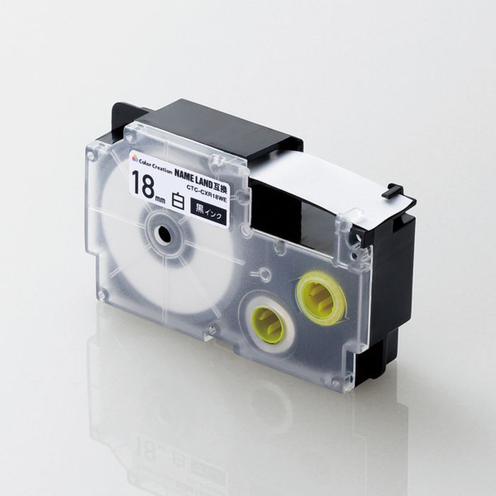 【代引不可】カシオ ネームランド用 互換テープ 白 黒文字 18mm幅 8m カラークリエーション CTC-CXR18WE