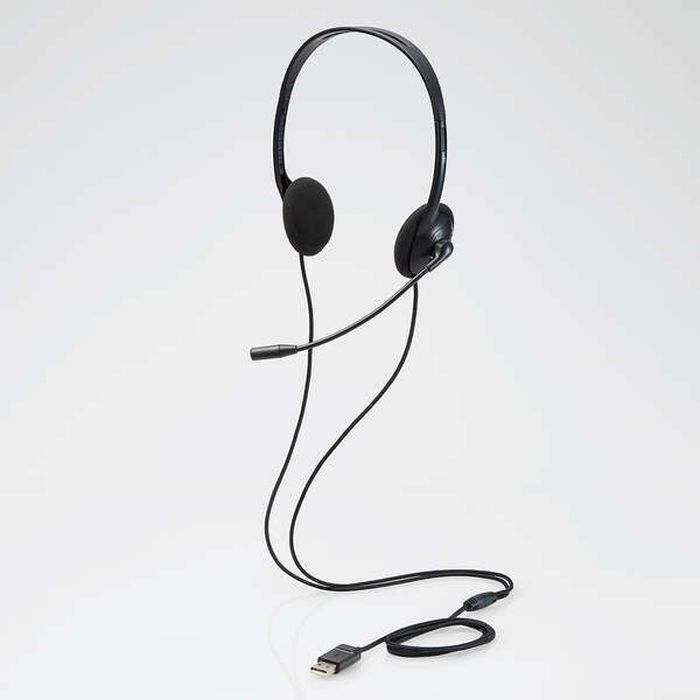【あす楽】【代引不可】子ども用 ヘッドセット 両耳 USB-Aコネクタ マイクアーム付 オーバーヘッド 超軽量 低音量 オンライン学習 ブラック エレコム HS-KD03UBK