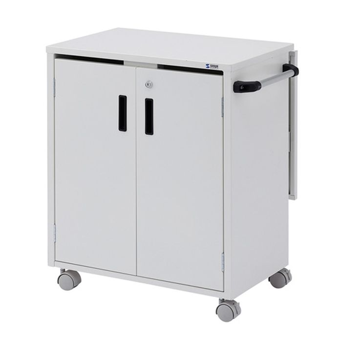 【北海道・沖縄・離島配送不可】【代引不可】プロジェクター台 鍵付 幅654×奥行412×高さ720mm 天板拡張機能 スペース有効活用 機器設置台 ホワイト サンワサプライ PR-11