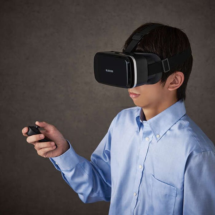 【代引不可】スタンダードVRゴーグル VRリモコンセット スマホ 4.8～7.0インチ対応 VR体験 バーチャル 映像 VRグラス ブラック エレコム VRG-M02RBK