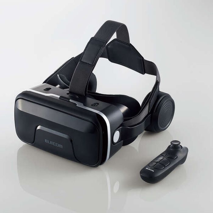 ヘッドホン一体型VRゴーグル VRリモコンセット スマホ 4.8～7.0インチ対応 VR体験 バーチャル 映像 VRグラス ブラック エレコム VRG-XEHR01BK