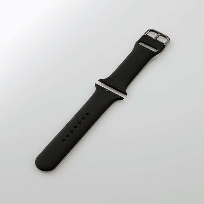【代引不可】Apple Watch 45/44/42mm シリコンバンド 耐衝撃 アップルウォッチバンド 柔らかい装着感 シンプル おしゃれ ブラック エレコム AW-45BDSCBK
