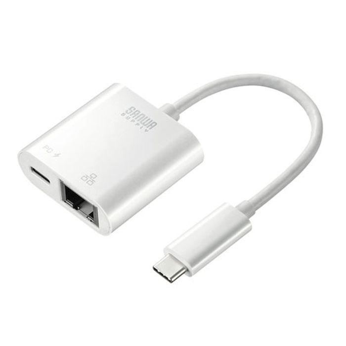 【代引不可】USB3.2 TypeC-LAN変換アダプタ PD対応 ケーブル一体式 0.1m 高速ネ ...