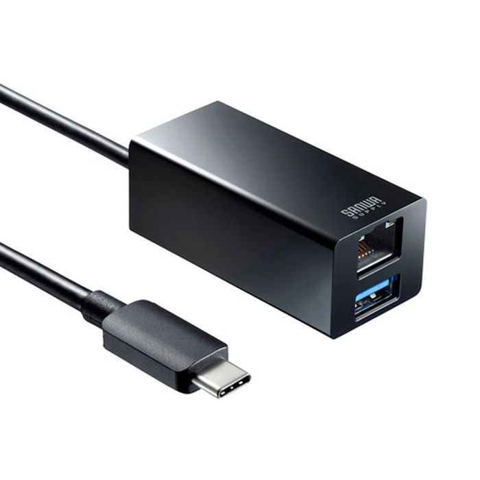 【代引不可】USBハブ USB Type-Cハブ付 ギガビットLANアダプタ USB3.2/3.1/3.0対応 PD100W セルフパワー・バスパワー両対応 コンパクト ブラック サンワサプライ USB-3TCH33BK