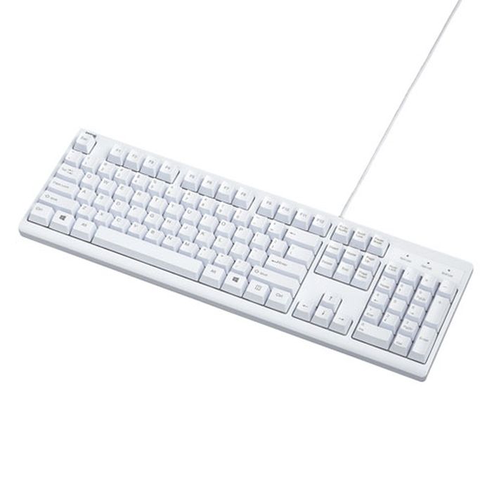 【代引不可】USBキーボード 標準英語配列 104キー メンブレン 高耐久設計 キーボード 有線キーボード デスクワーク テレワーク ホワイト サンワサプライ SKB-E5UW