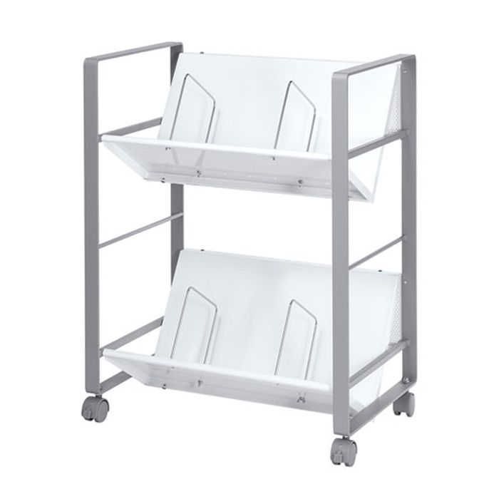 【北海道・沖縄・離島配送不可】【代引不可】ファイルワゴン 2段 斜め棚板タイプ キャスター付 ワゴン ..