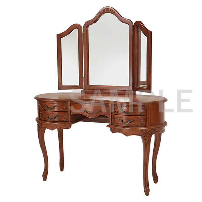 【北海道・沖縄・離島配送不可】【代引不可】ドレッサー エレガントドレッサー 鏡台 3面 天然木マホガニー材 手彫り仕上げ メイク道具 小物 収納 大人女子 おしゃれ インテリア 家具 HAGIHARA 2101983700