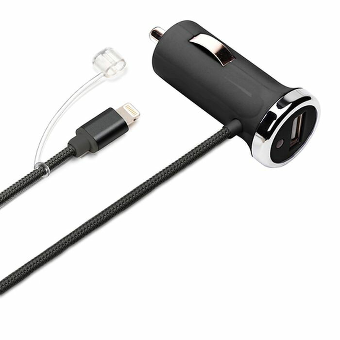 Lightningコネクタ車載用充電器タフケーブル&USBポート2Aブラック PGA PG-LUD21A01BK
