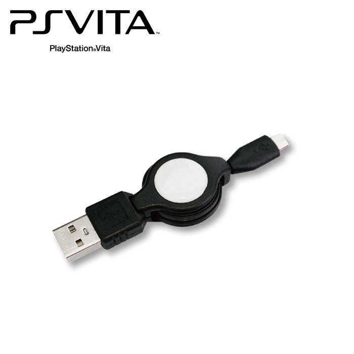 PlayStationVita(PCH-2000)　PSVITA2000　充電ケーブル　巻き取りUSBケーブル　最長75cm　ブラック　アローン　ALG-V2M...