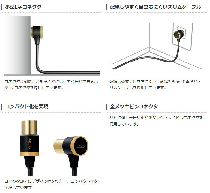 【代引不可】TV接続用アンテナケーブル 従来の地上波放送、4K8K放送の視聴、録画に...