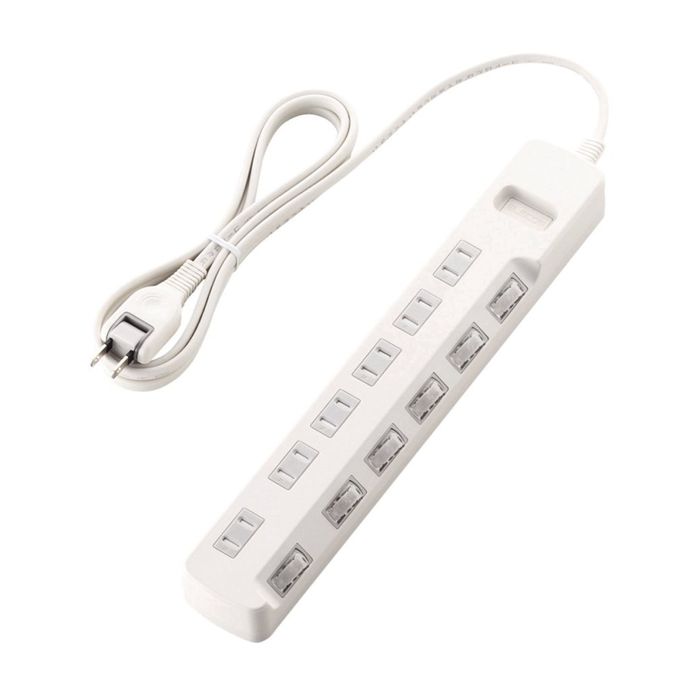 【代引不可】ほこり防止シャッター付 省エネタップ 2ピン式6個口タイプ 2m エレコム T-E6A-2620WH